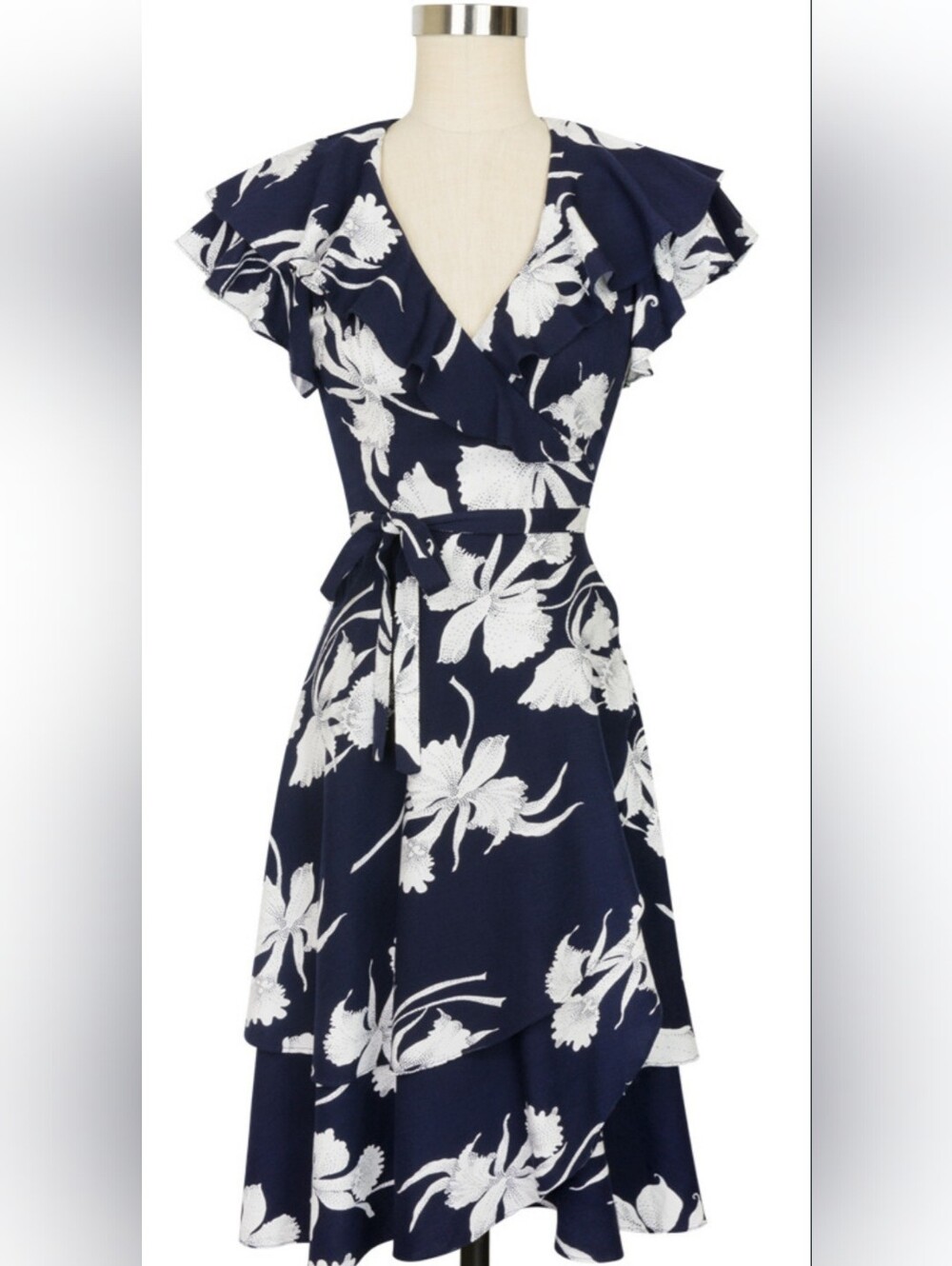 Trashy Diva Blanche Deco Daffodil Wrap Dress Size 12 GUC